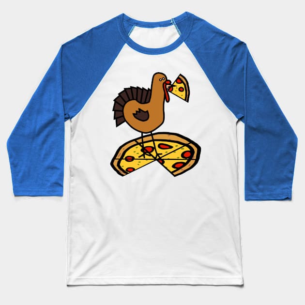 Thanksgiving Turkey with Pizza Baseball T-Shirt by ellenhenryart